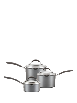 Circulon ScratchDefense Non-Stick Saucepan & Straining Lid Set, 3 Piece, Grey