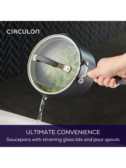Circulon ScratchDefense Non-Stick Saucepan & Straining Lid Set, 3 Piece - view 2, Grey