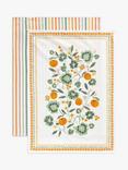 John Lewis Orangery Cotton Tea Towels, Set of 2, Orange/Multi