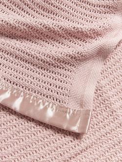 John Lewis Baby GOTS Organic Cotton Cellular Pram Blanket, 90 x 70cm - view 2, Plaster Pink