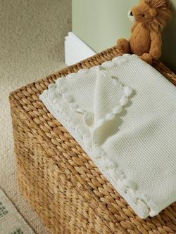 John Lewis Scalloped Cotton Baby Blanket, 100 x 80cm - view 2, White