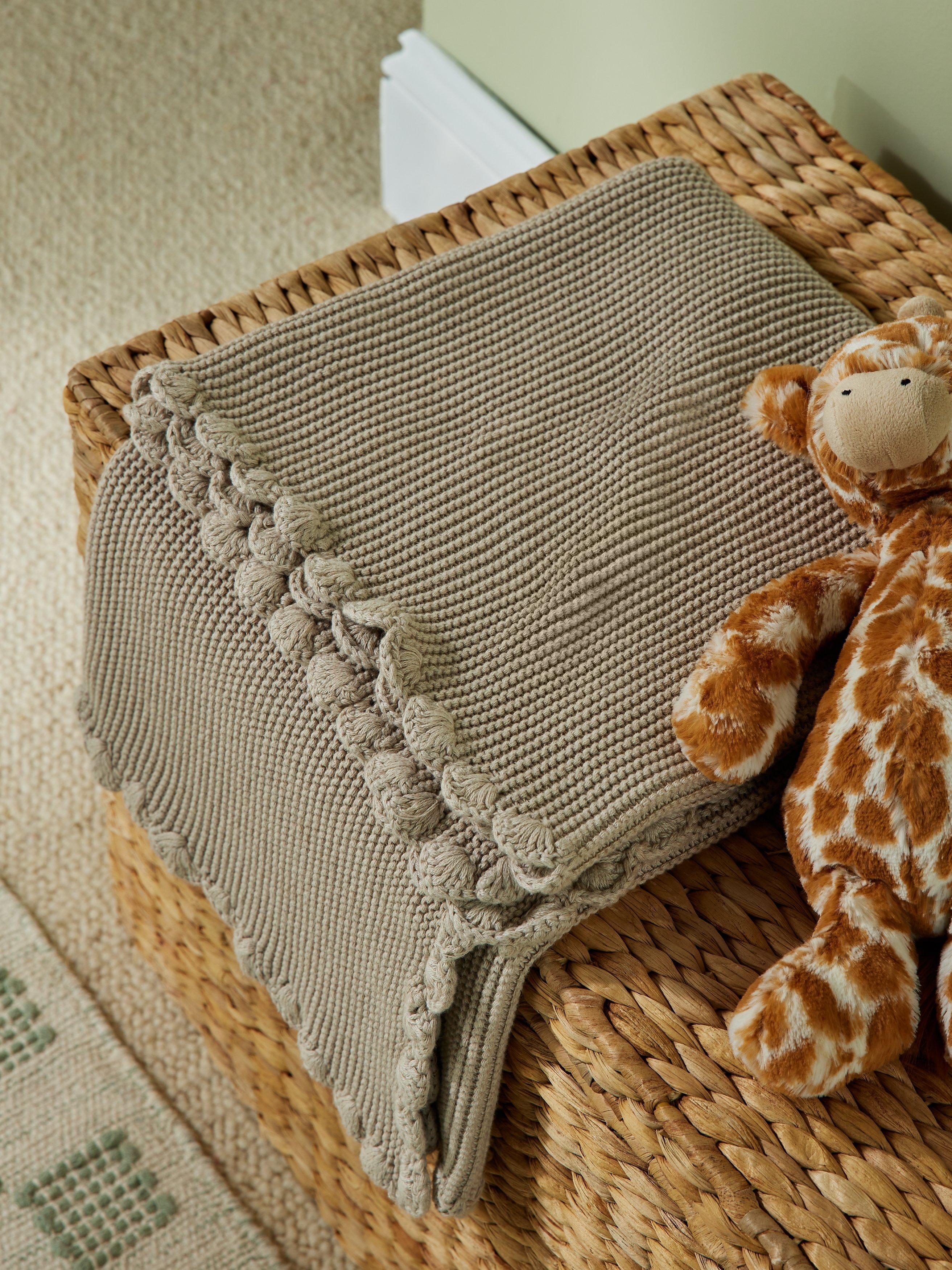 John Lewis Scalloped Cotton Baby Blanket 100 x 80cm Natural