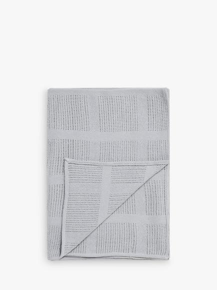 John Lewis Baby Cotton Cellular Blanket, 100 x 150cm, Blue