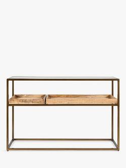 nkuku Luzon Display Console Table, Brass, Brass