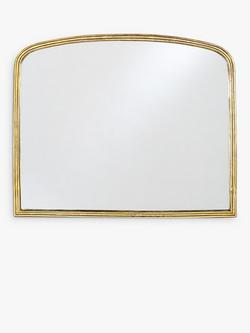 Nkuku Almora Arched Overmantel Wall Mirror, 91.5 x 110cm, Antique Brass, Antique Brass