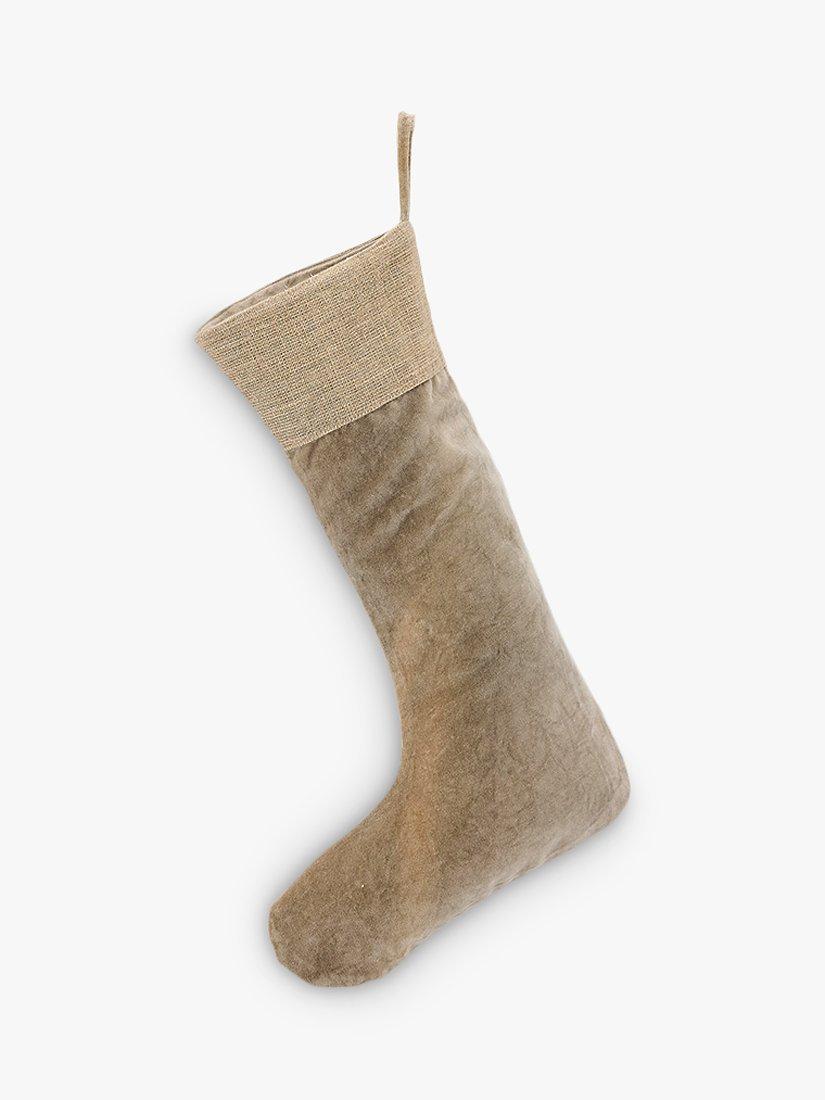 Nkuku Karru Velvet Christmas Stocking, Grey