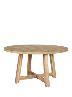 nkuku Indali 4-6 Seater Round Mango Wood Dining Table, Natural - view 2, Natural