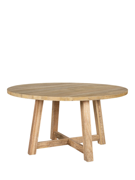 nkuku Indali 4-6 Seater Round Mango Wood Dining Table, Natural - view 2, Natural