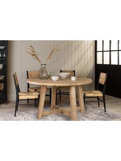nkuku Indali 4-6 Seater Round Mango Wood Dining Table, Natural, Natural