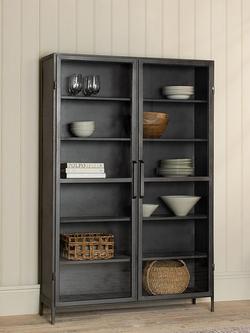 nkuku Takua 2 Door Iron Wide Display Cabinet, Grey - view 2, Grey