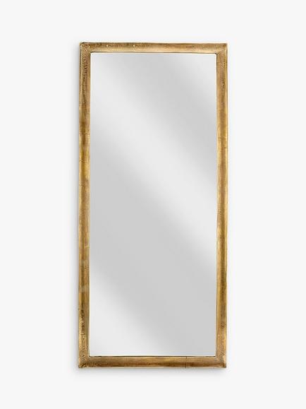 nkuku Yadur Full Length Metal Frame Wall Mirror, 166.5 x 75.5cm, Brass, Brass