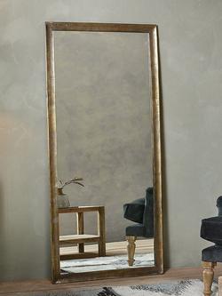 nkuku Yadur Full Length Metal Frame Wall Mirror, 166.5 x 75.5cm, Brass - view 2, Brass
