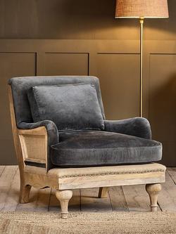 Nkuku Abe Velvet Armchair, Light Leg, Moss - view 2, Green