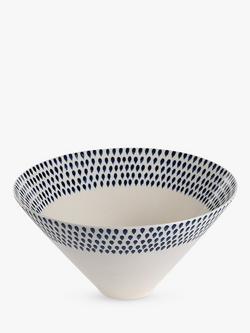 nkuku Indigo Drop Ceramic Serving Bowl, 30cm, Cream/Indigo, Cream/Indigo