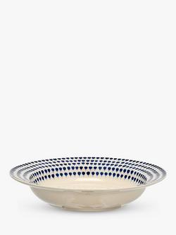 nkuku Indigo Drop Ceramic Pasta Bowl, 23cm, Cream/Indigo, Cream/Indigo