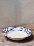 Nkuku Indigo Drop Ceramic Pasta Bowl, 23cm, Cream/Indigo