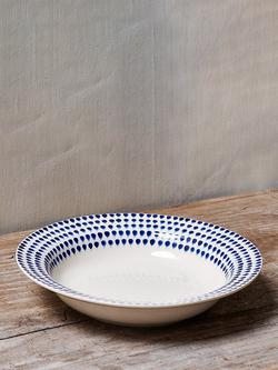 nkuku Indigo Drop Ceramic Pasta Bowl, 23cm, Cream/Indigo - view 2, Cream/Indigo