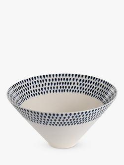 nkuku Indigo Drop Ceramic Serving Bowl, 25cm, Cream/Indigo, Cream/Indigo