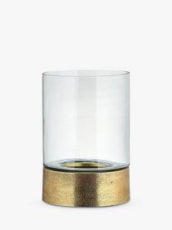 nkuku Rajura Hurricane Lantern Candle Holder, Brass, Brass