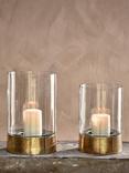 nkuku Rajura Hurricane Lantern Candle Holder, Brass