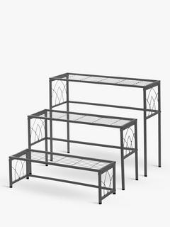 VegTrug Nesting Metal Plant Stands, Set of 3, Metallic Grey