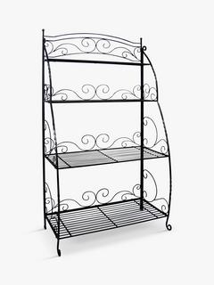 VegTrug Folding Swirl Steel Indoor/Outdoor Plant Stand, 4 Shelves, Black
