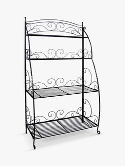 VegTrug Folding Swirl Steel Indoor/Outdoor Plant Stand, 4 Shelves, Black, Black