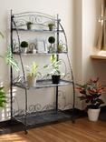 VegTrug Folding Swirl Steel Indoor/Outdoor Plant Stand, 4 Shelves, Black