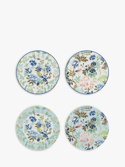 Designers Guild Porcelaine de Chine Porcelain Side Plate, Set of 4, 20cm, Multi, Multi