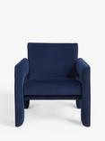 John Lewis Blocky Armchair, Rush Velvet Navy 118