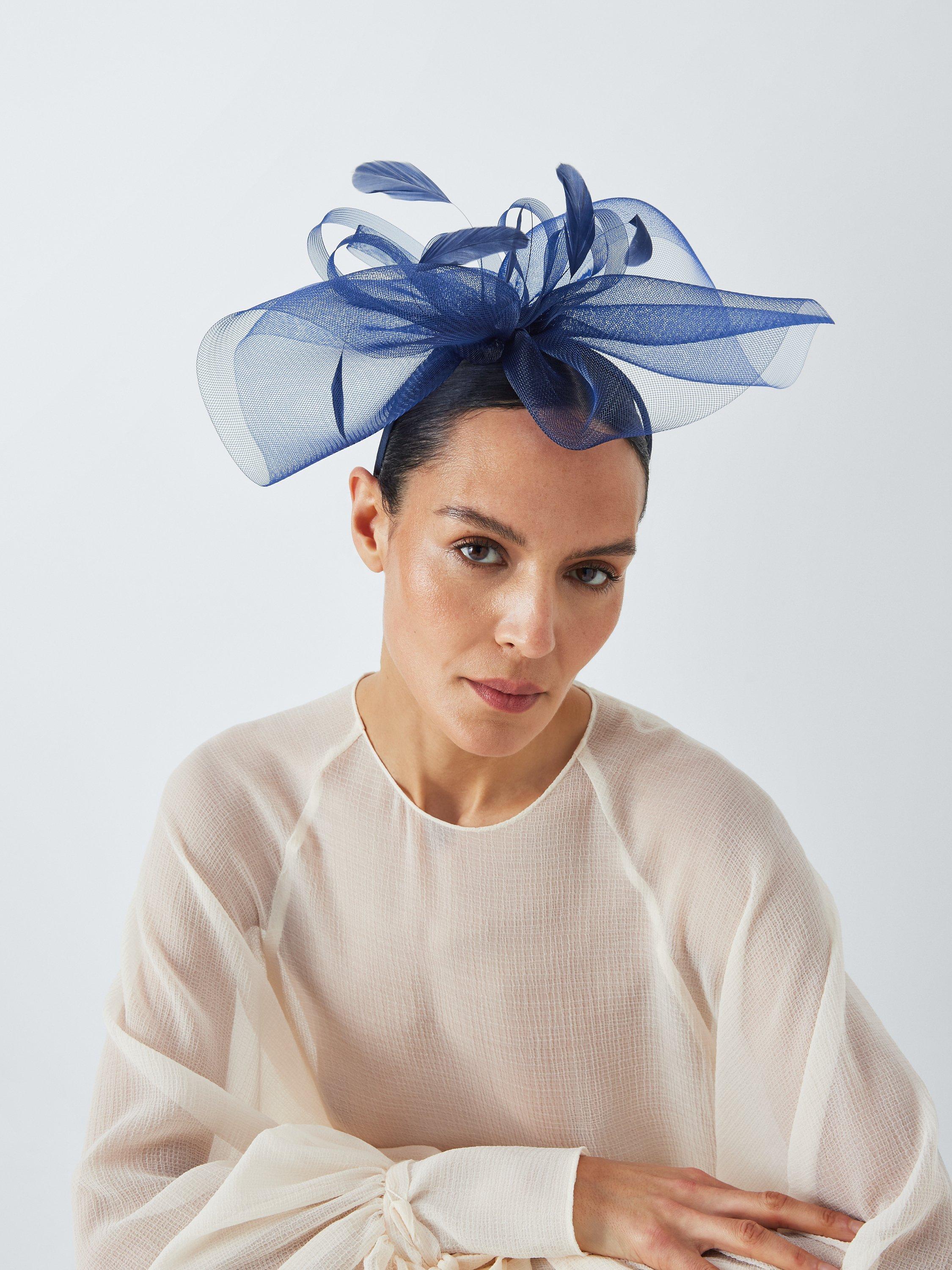 John Lewis Adele Curls & Feathers Fascinator, Navy