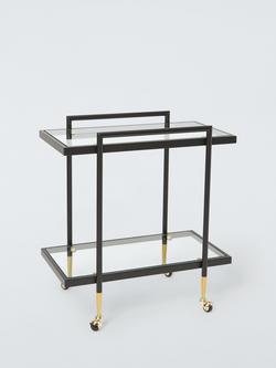 John Lewis + Swoon Cole Glass Bar Cart, Black, Black