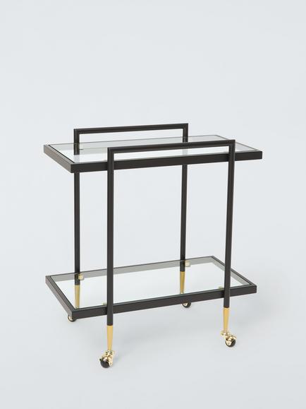 John Lewis + Swoon Cole Glass Bar Cart, Black, Black