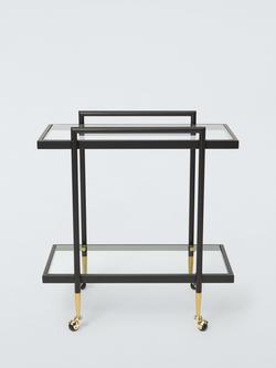 John Lewis + Swoon Cole Glass Bar Cart, Black - view 2, Black