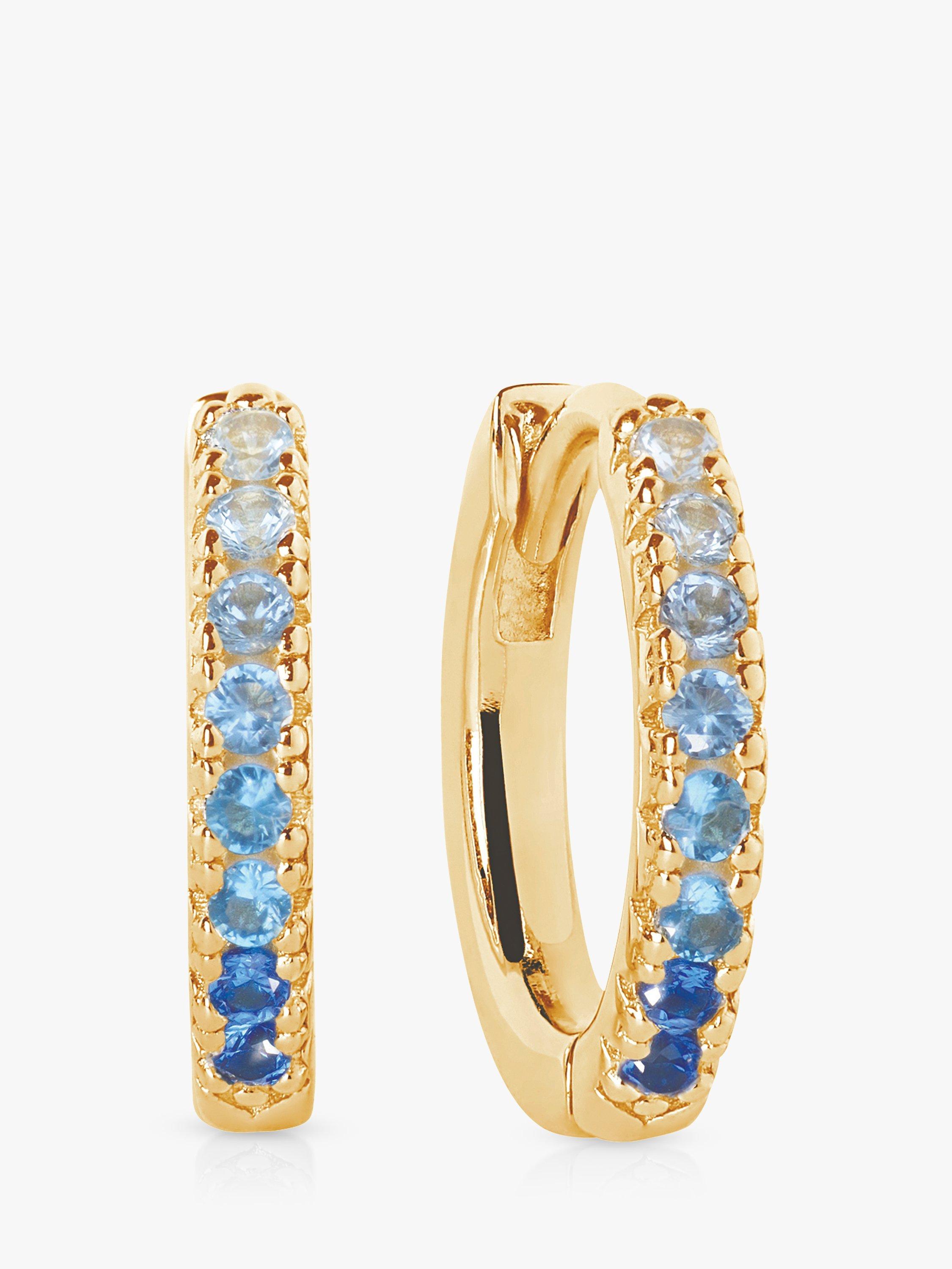 Product image 1 of 1, which shows Sif Jakobs Jewellery Ellera Medio Gradient Cubic Zirconia Hoop Earrings, Gold/Blue