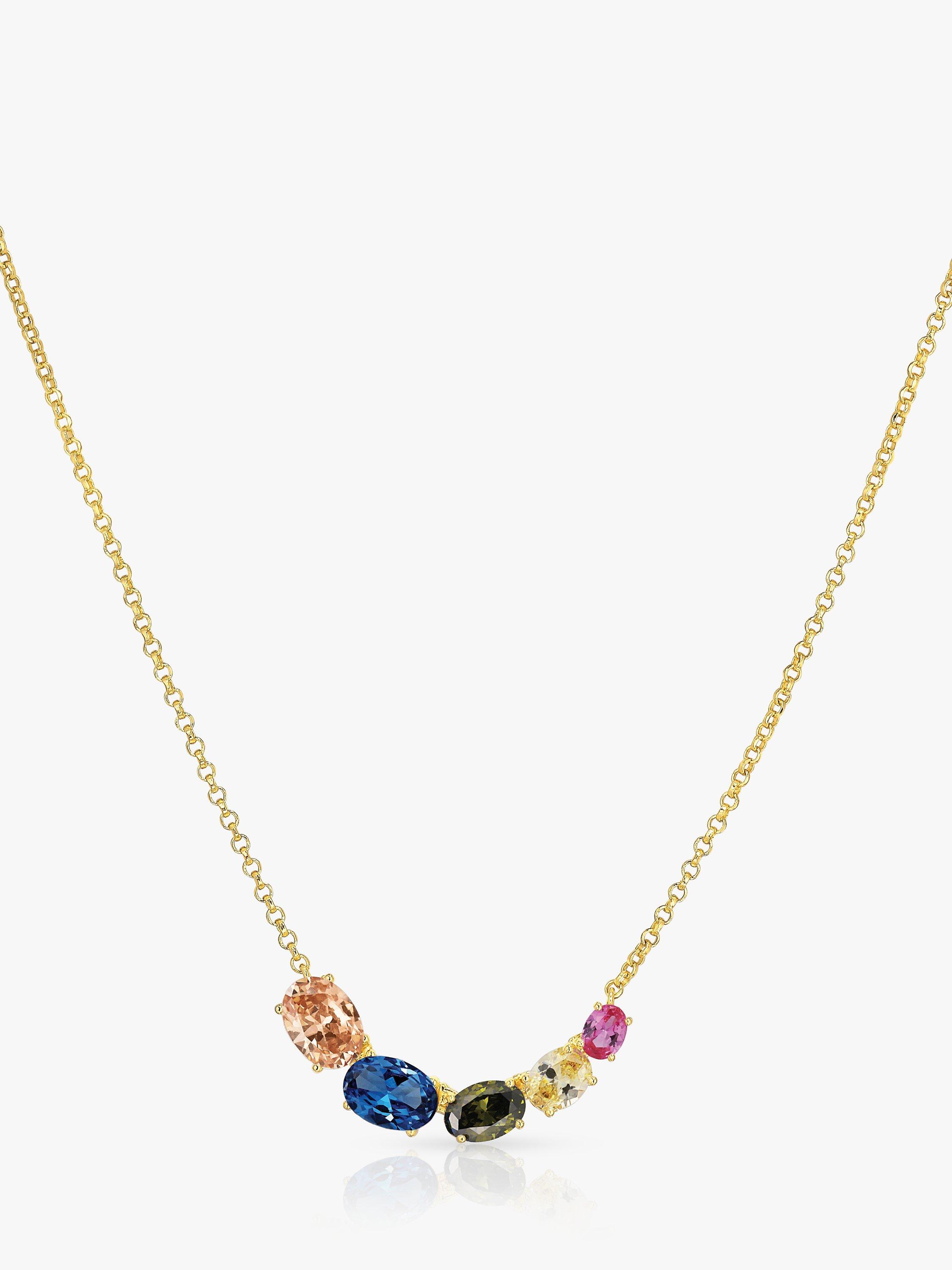 Product image 1 of 2, which shows Sif Jakobs Jewellery Ellisse Cubic Zirconia Pendant Necklace, Gold/Multi