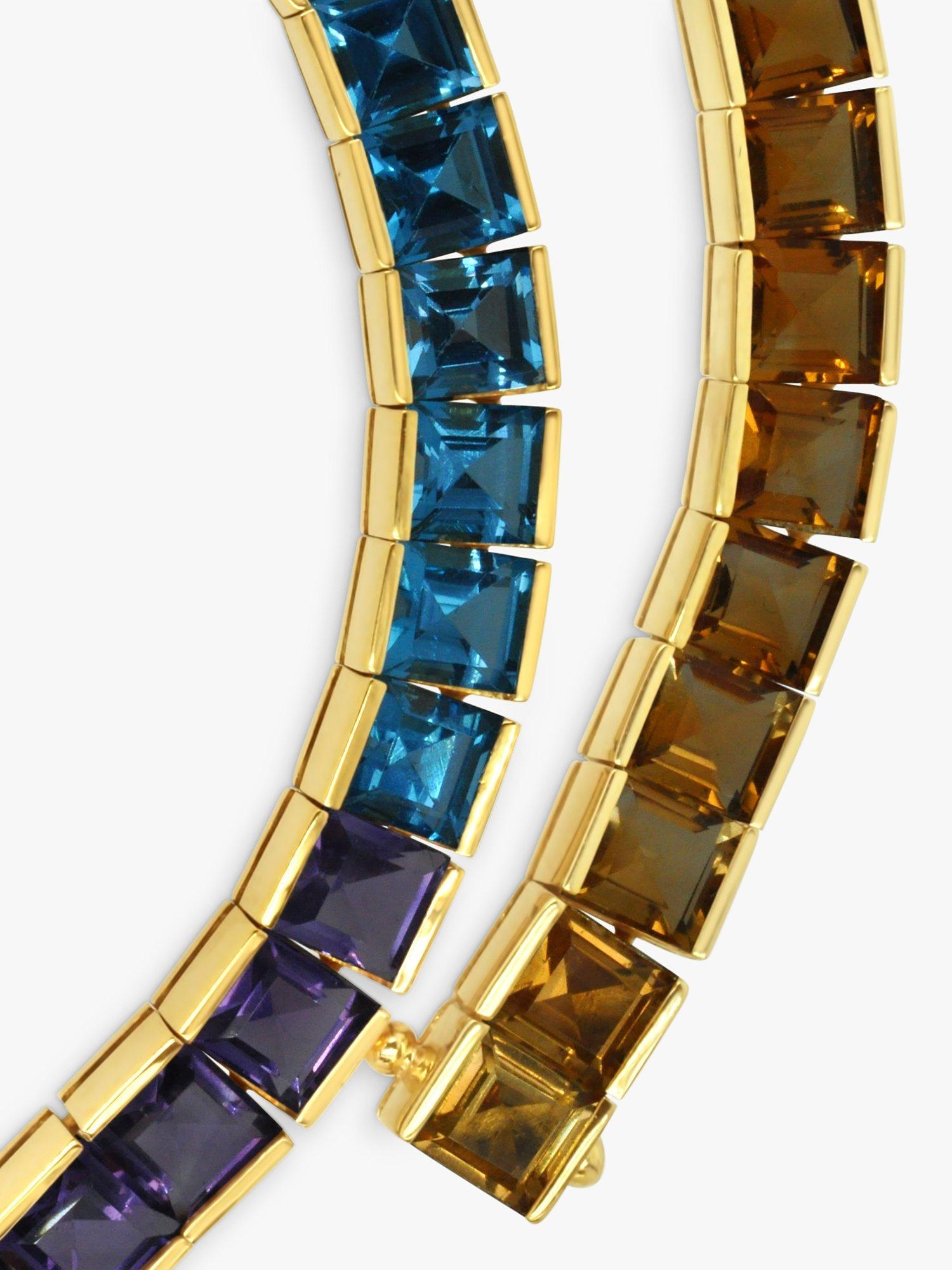 Product image 1 of 6, which shows Milton & Humble Jewellery Pre-Loved 18ct Yellow Gold Rainbow Gems Necklace