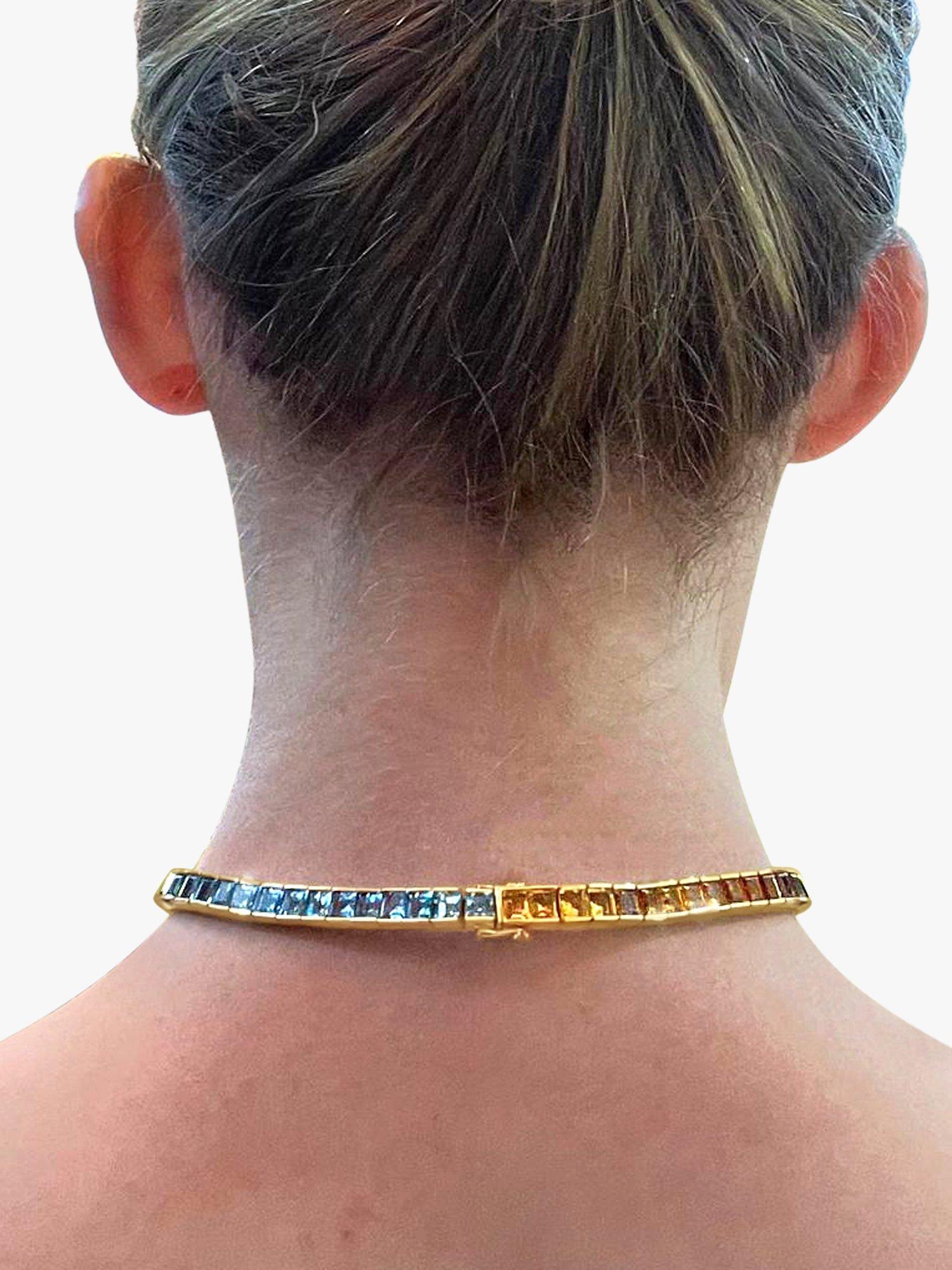 Product image 4 of 6, which shows Milton & Humble Jewellery Pre-Loved 18ct Yellow Gold Rainbow Gems Necklace
