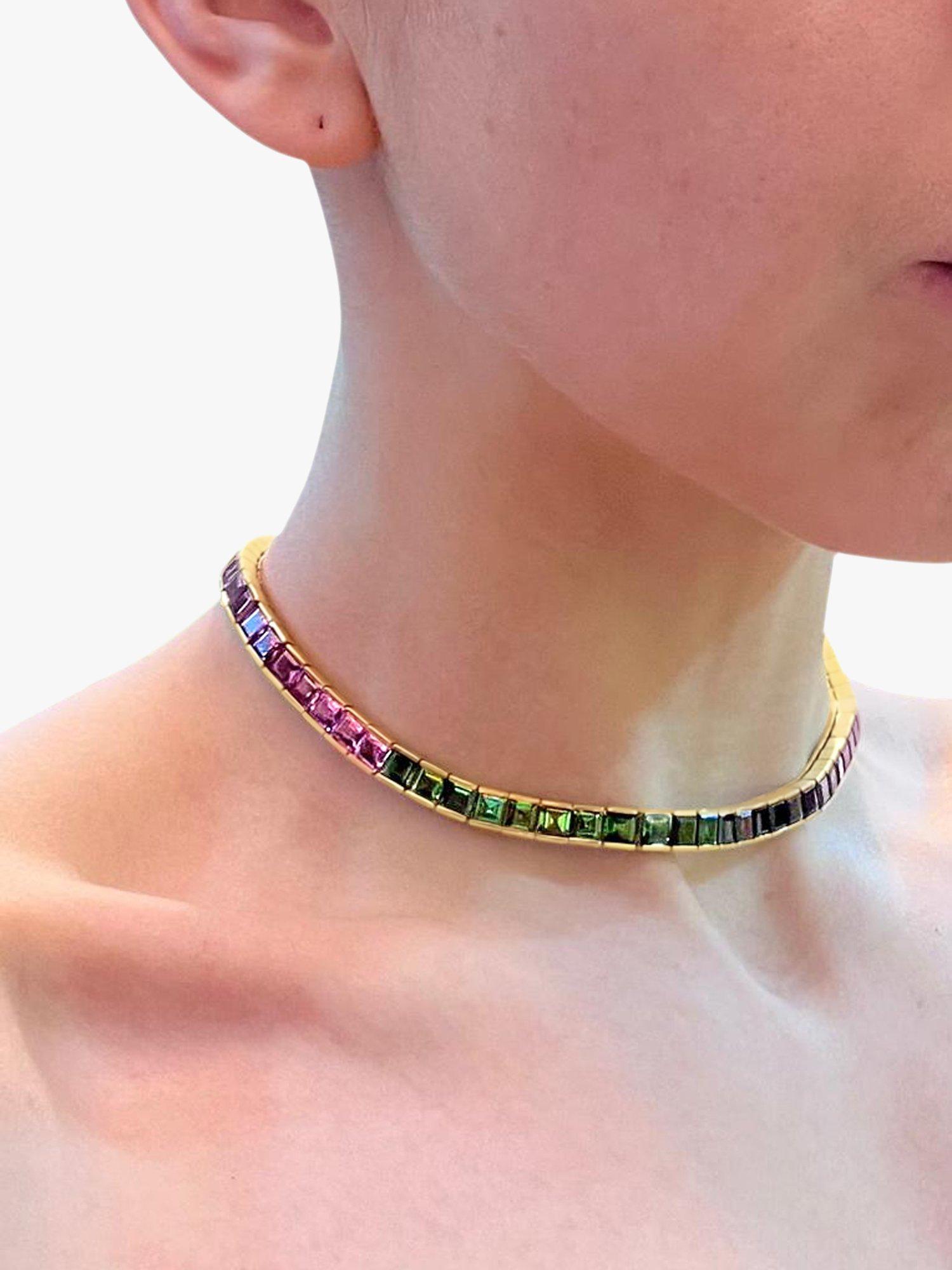 Product image 6 of 6, which shows Milton & Humble Jewellery Pre-Loved 18ct Yellow Gold Rainbow Gems Necklace