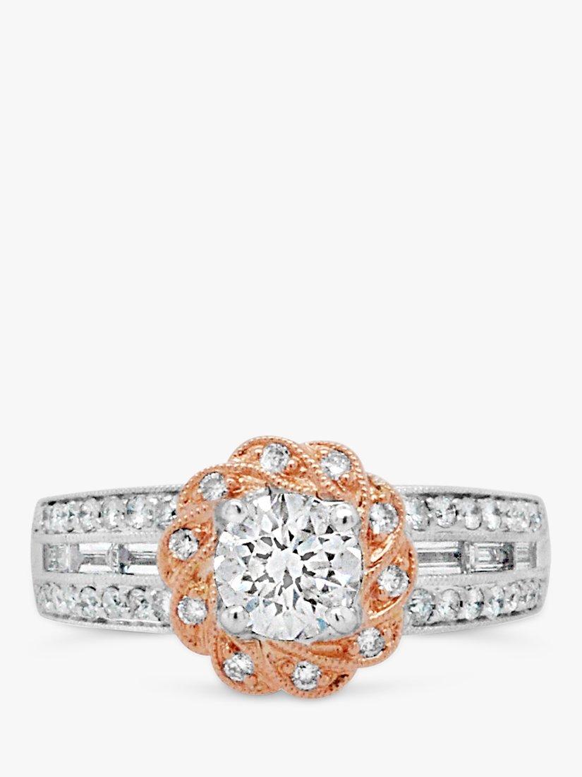 Product image 1 of 7, which shows Milton & Humble Jewellery Pre-Loved 18ct White & Rose Gold Diamond Cluster Ring