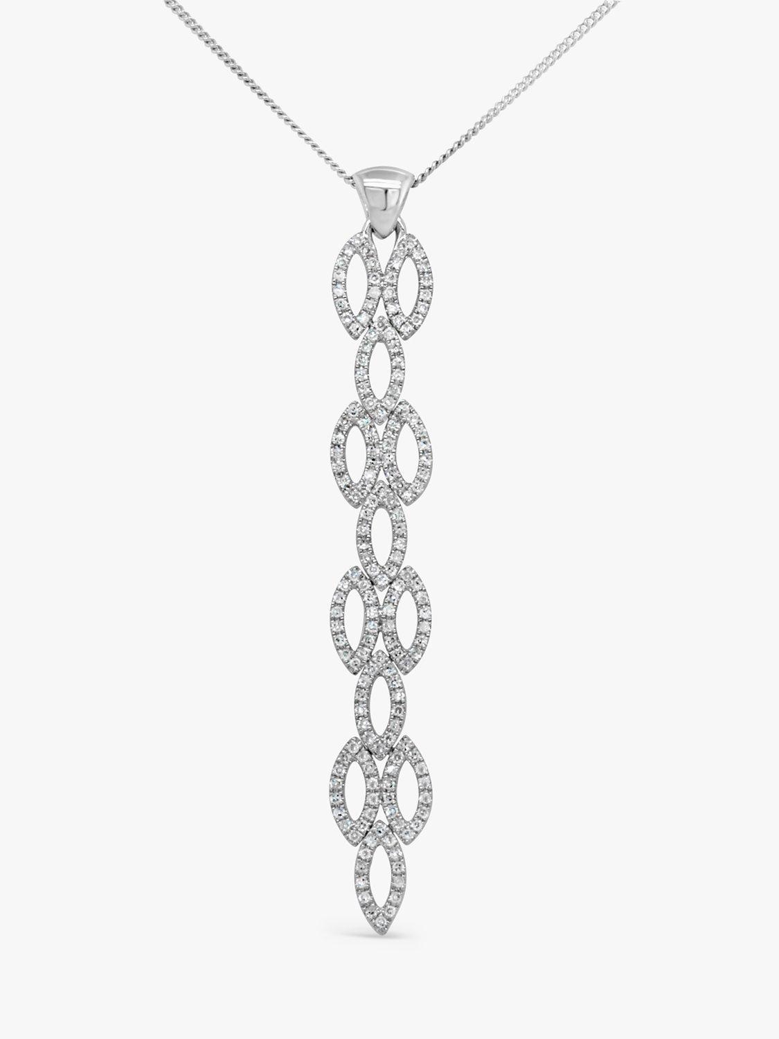 Product image 1 of 5, which shows Milton & Humble Jewellery Pre-Loved Diamond Marquise Drop Pendant Necklace