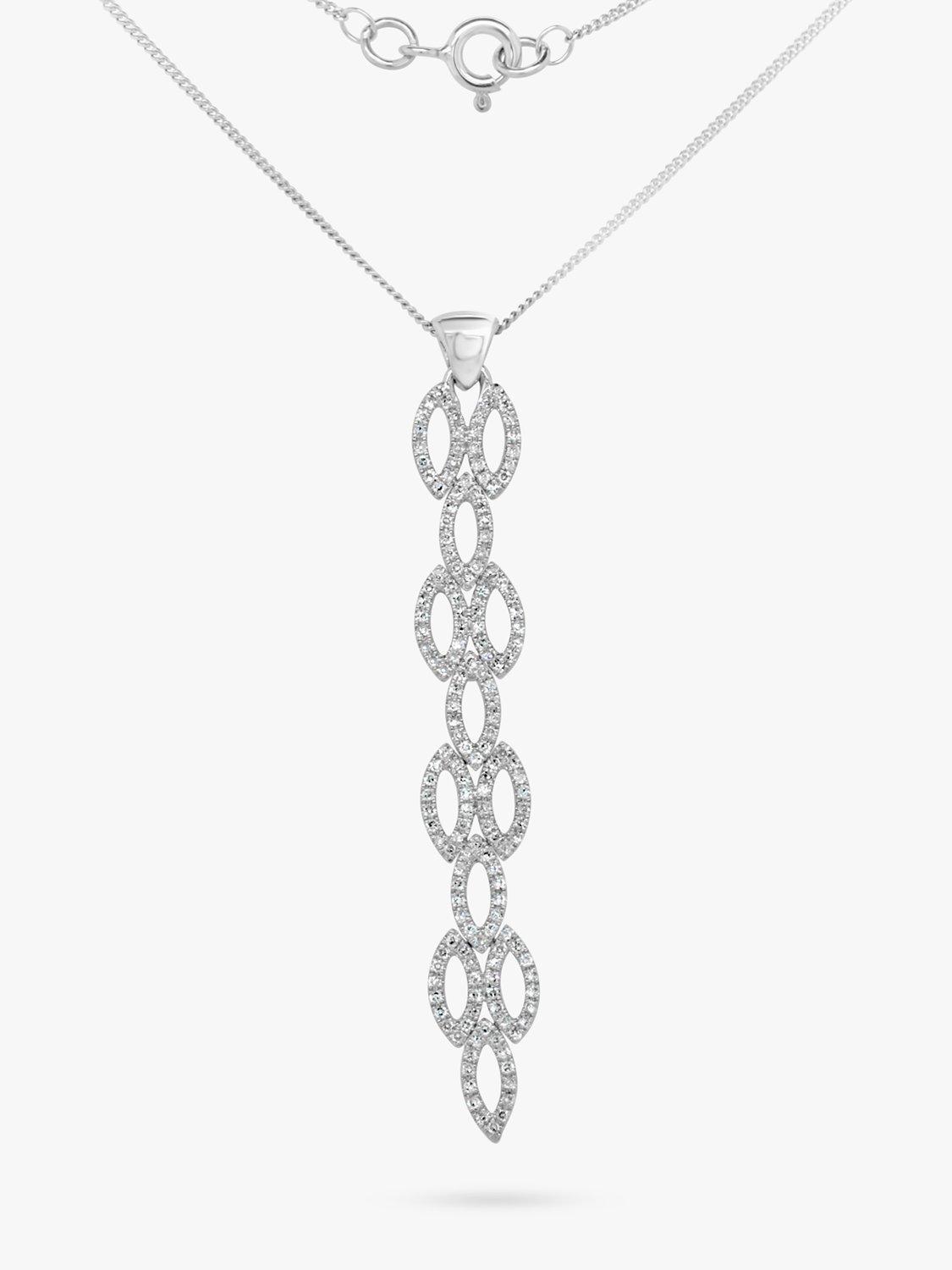 Product image 3 of 5, which shows Milton & Humble Jewellery Pre-Loved Diamond Marquise Drop Pendant Necklace