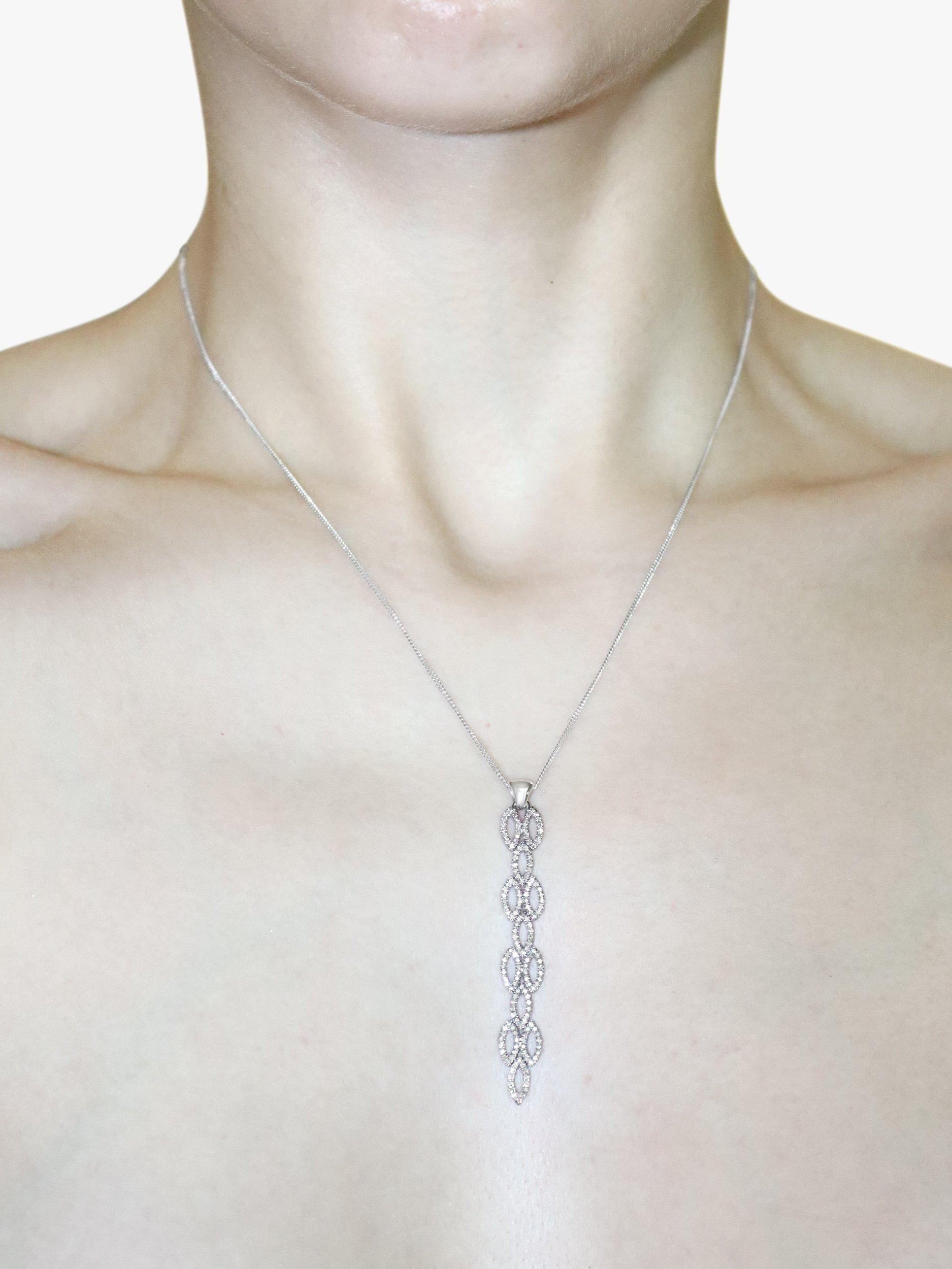 Product image 4 of 5, which shows Milton & Humble Jewellery Pre-Loved Diamond Marquise Drop Pendant Necklace