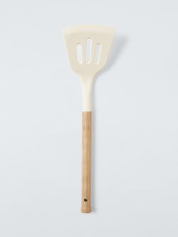 John Lewis Wood Handle Silicone Head Slotted Turner, FSC-Certified (Oak Wood), Cream, Cream
