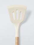 John Lewis Wood Handle Silicone Head Slotted Turner, FSC-Certified (Oak Wood), Cream