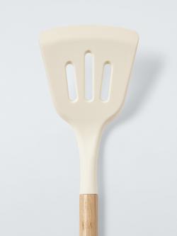 John Lewis Wood Handle Silicone Head Slotted Turner, FSC-Certified (Oak Wood), Cream - view 2, Cream