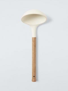 John Lewis Wood Handle Silicone Head Ladle, FSC-Certified (Oak Wood), Cream