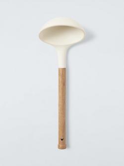 John Lewis Wood Handle Silicone Head Ladle, FSC-Certified (Oak Wood), Cream, Natural/Cream