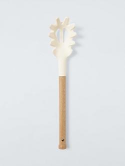 John Lewis Wood Handle Silicone Head Spaghetti Spoon, FSC-Certified (Oak Wood), Cream, Cream