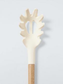 John Lewis Wood Handle Silicone Head Spaghetti Spoon, FSC-Certified (Oak Wood), Cream - view 2, Cream